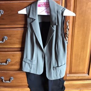 Green and black long vest